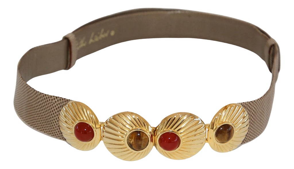 1980s Judith Leiber Beige and Gold Belt with Semi Precious  display picture 2