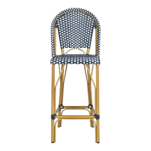 Indoor-Outdoor Stacking French Bistro Barstool in Navy & White