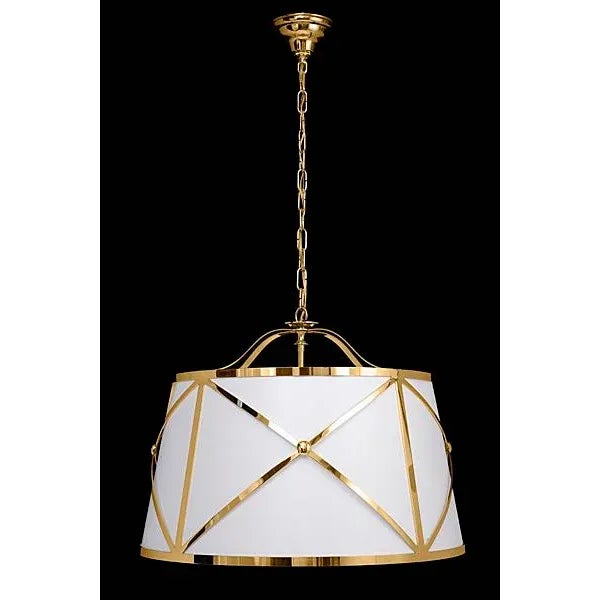 Stealth - Moderne style linen drum shade fixture, crosshatched frame with medallion detail.