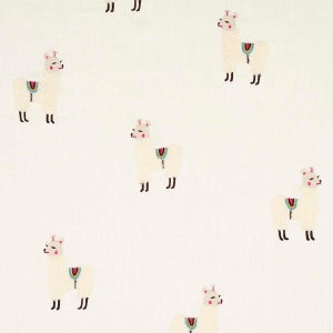 Sample - Schumacher Llama Embroidery Fabric, Multi