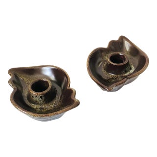 Curvy Pottery Candle Holders For Sale