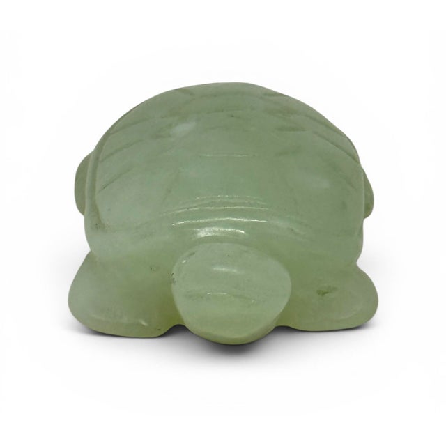 Vintage Hand Carved Light Green Nephrite Jade Turtle Tortoise Figurine Red Box For Sale - Image 4 of 12