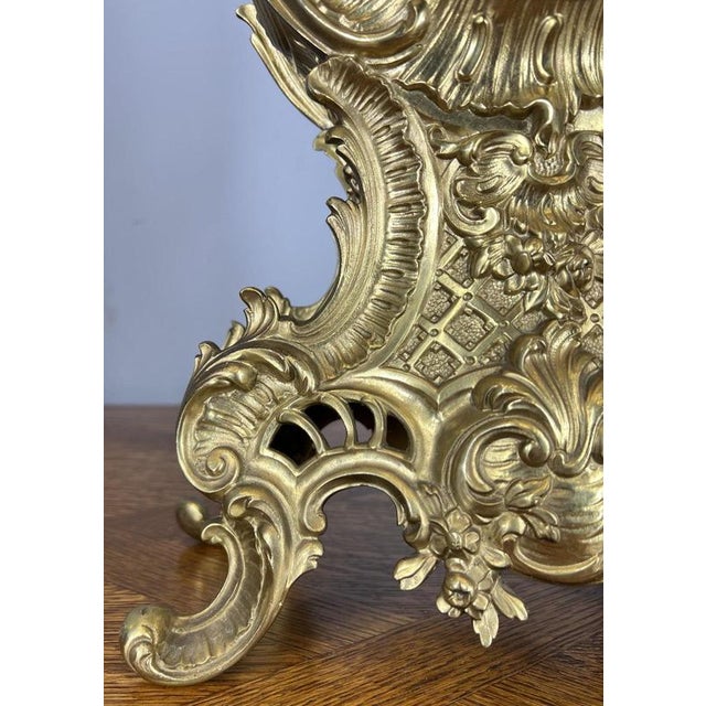 Louis XV Rococo Revival French Gilt Brass Mantel Clock Garniture, Set of 3 For Sale - Image 6 of 18
