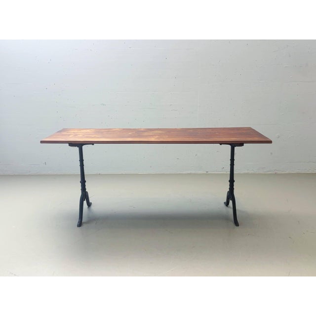 Vintage Dining Table with Cast Iron Frame and Wood Top, 1930s For Sale - Image 14 of 14
