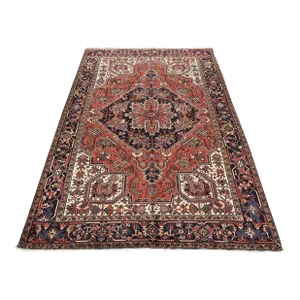 Heriz Rug 7'11'' X 11'1'' Red Wool Semi-Antique Tribal Hand-Knotted Carpet