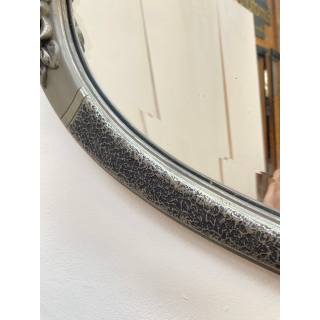 Art Deco Pewter Wall Mirror, 1920 For Sale - Image 3 of 11