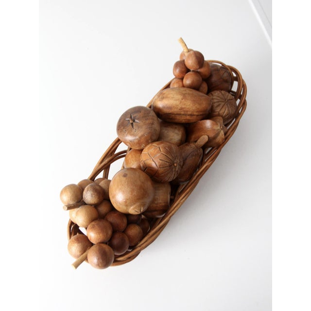 Mid 20th Century Mid-Century Carved Wood Fruit Set For Sale - Image 5 of 10