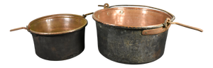 Antique French Copper Cauldrons, 1800s, Set of 2