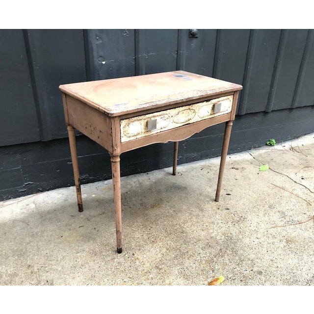1930s Rustic Simmons Machine Age Metal Vanity Desk With Drawer