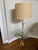 1950s Vintage Hollywood Regency Gilt Metal Wheat Sheaf Floor Lamp & Glass Top Side Table For Sale - Image 5 of 5