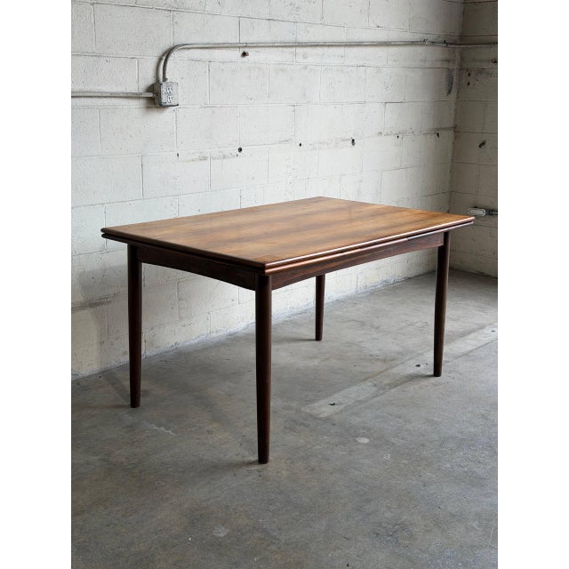 Brown Danish Rosewood Dining Table With Expandable Pull Out Draw Leaves Denmark N&r Møbler 1960s For Sale - Image 8 of 10