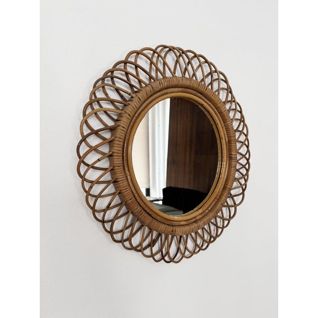 Mid-Century Modern Rattan Bamboo Mirror, Italy, 1960s For Sale - Image 3 of 9