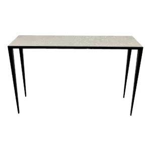 Blackened Iron Console W/ Limestone Inset After Jmf