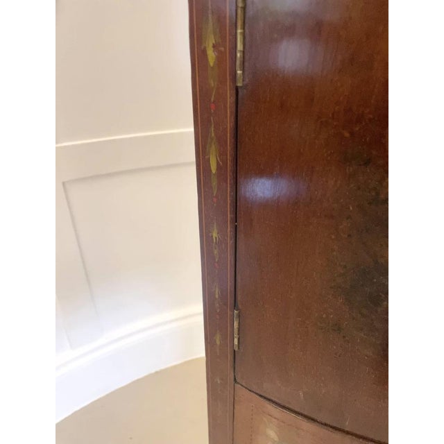 Victorian Mahogany and Painted Decorated Bow Fronted Corner Display Cabinet, 1880s For Sale - Image 13 of 17