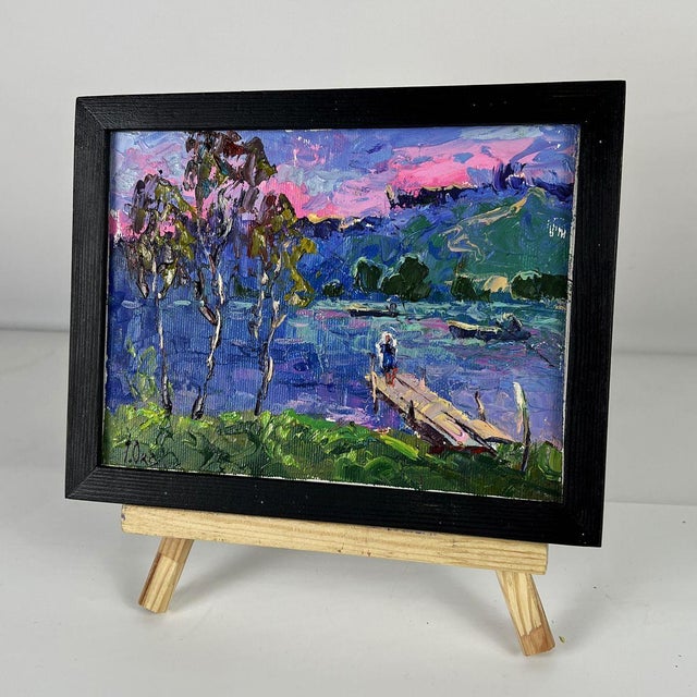 Oil painting The romantic silence of a pink sunset Oksana Ivanyuk is a deeply atmospheric landscape filled with poetic...