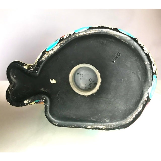 Ceramic 1960s Mid Century Alvino Bagni Large Flowered Cat Bank Figurine Italy Raymor For Sale - Image 7 of 7