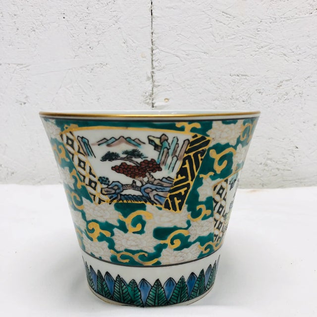 Ceramic Chinoiserie Style Cache Pot Marked Norleans, Japan For Sale - Image 7 of 7