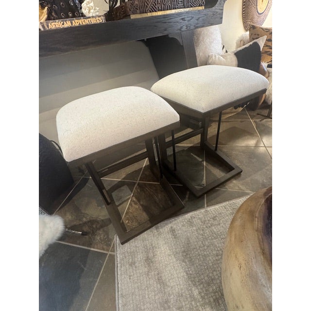 Wood Contemporary Finn Barstools Attributed to Four Hands Set of 2 For Sale - Image 7 of 8