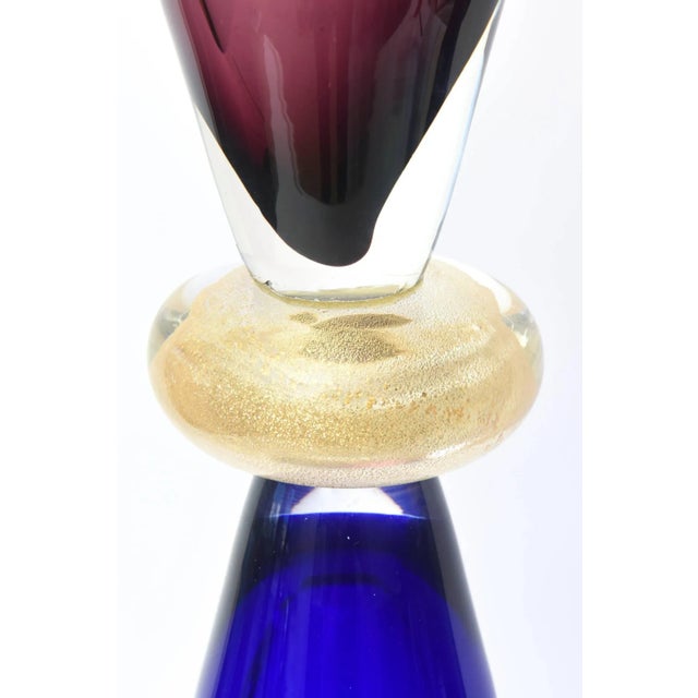 Royal Blue Vintage Seguso for Oggetti Monumental Murano Italian Glass Sculptures or Vases Pair of Purple, Royal Blue For Sale - Image 8 of 11