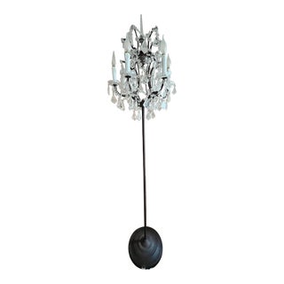 Restoration Hardware Rococo Iron & Crystal Floor Lamp For Sale