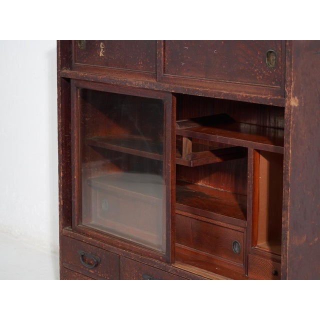 Antique Japanese Wood and Glass Display Cabinet For Sale - Image 3 of 14