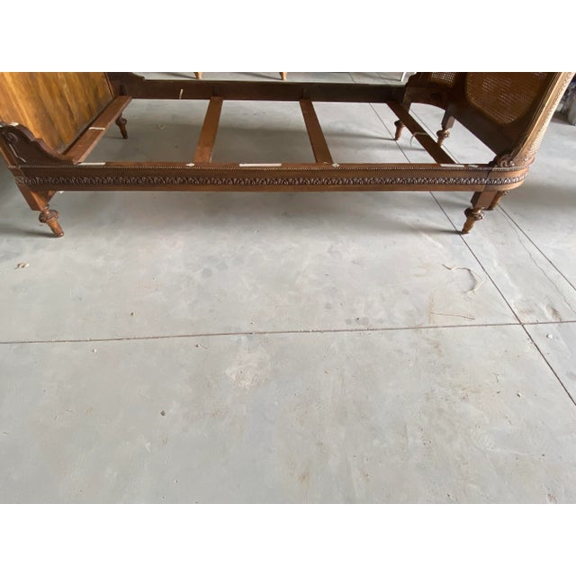 Early 20th Century Antique Carved Wood and Cane Twin Bed For Sale - Image 9 of 12
