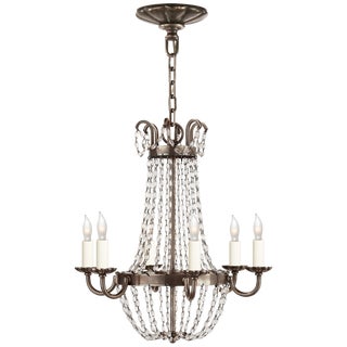 Chapman & Myers for Visual Comfort Signature Petite Paris Flea Market Chandelier in Sheffield Silver & Seeded Glass For Sale