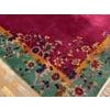 Early 20th Century 1920s Pink Dark Floral Antique Chinese Art Deco Rug 9' X 11'6" Handknotted Wool Carpet For Sale - Image 5 of 5