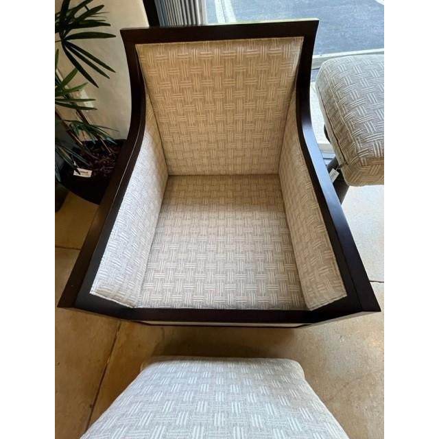 2020s Currey & Company Evie Swivel Lounge Chair in Ivory Faux Shagreen and Mahogany For Sale - Image 5 of 5