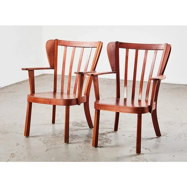 Pair of Canada easy chairs, designed by Christian E. Hansen ca.1940 for Fritz Hansen Denmark. Nice example of early Danish...