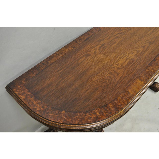 Antique Italian Renaissance Figural Carved Griffin Oak Flip Top Library Table For Sale - Image 13 of 18