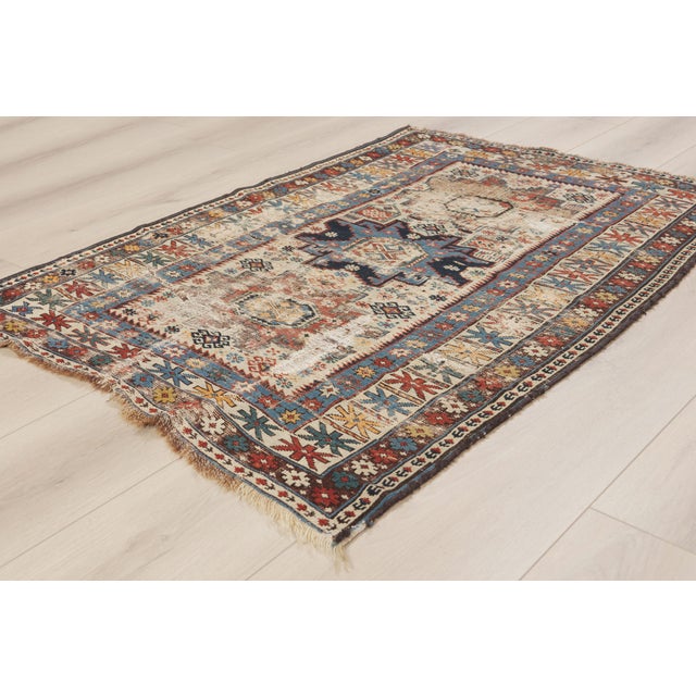 Ivory Late 19th Century Caucasian Shirvan Rug, 03'03 X 04'07 For Sale - Image 8 of 10