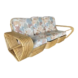 Restored Eight-Strand Square Pretzel Arm 3-Seat Section Sofa