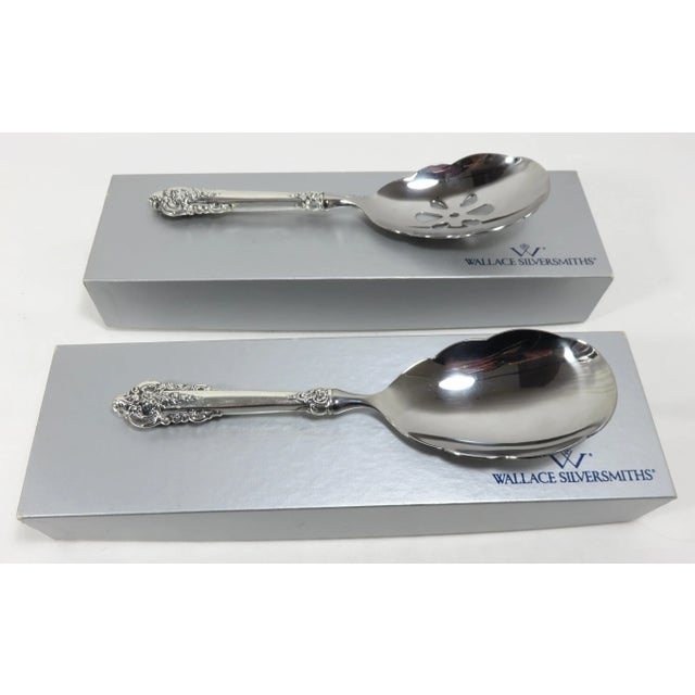Vintage Wallace Silversmith Popular Grand Baroque Pattern Sterling Silver Handle Salad Serving Set For Sale In Boston - Image 6 of 13