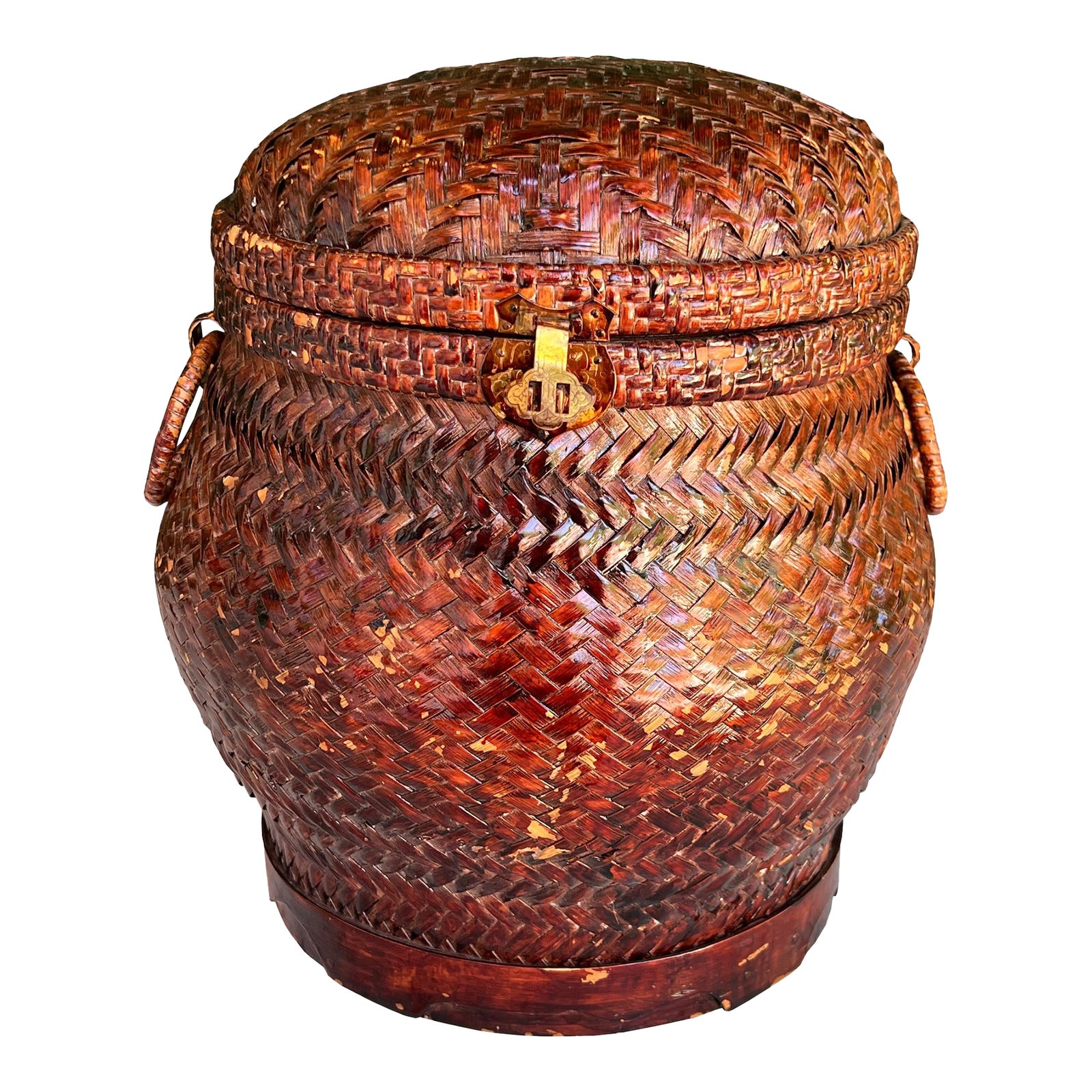 Antique Southeast Asian Lacquered Woven Wedding or Rice Basket With ...