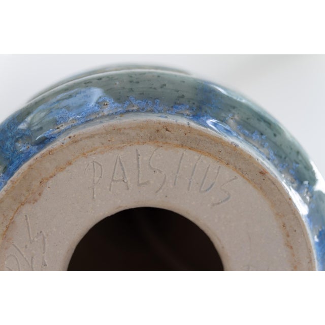 Ceramic Danish Blue Stoneware Table Lamp by Linnemann- Schmidt for Palshus, 1960s For Sale - Image 7 of 18