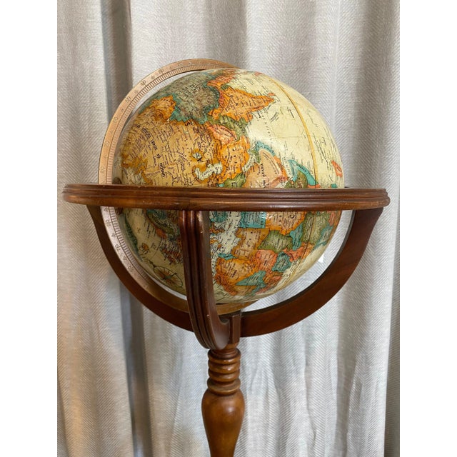 Traditional Terrestrial Globe W/Wood Stand For Sale - Image 3 of 4