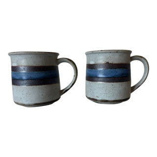 1970s Otagiri Horizon Stoneware Coffee Mugs- Set of 2 For Sale