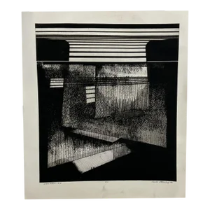1972 Charles Stromberg Wood Block Print Wave Action #6