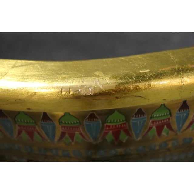 Unique Egyptian Revival Gilded Figural Bench With Carved Lions For Sale - Image 16 of 17