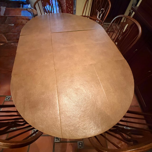 Vintage Nichols & Stone Oak Round Oval Dining Table Windsor Chairs 7p Set For Sale - Image 14 of 17