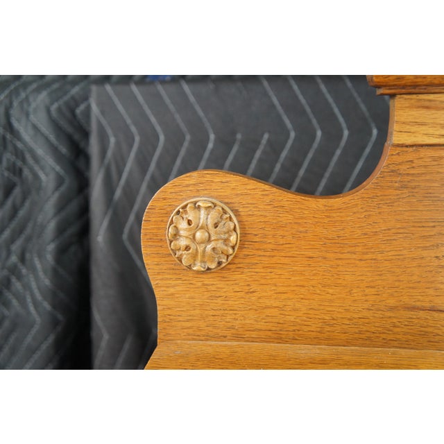 1900 - 1909 Antique Victorian Petite Oak Mirrored Slant Top Secretary Ladies Writing Desk For Sale - Image 5 of 14