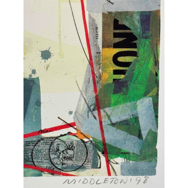 Contemporary Sam Middleton, Abstract Composition Original Color Etching Ae, 1998, Screen Print For Sale - Image 3 of 7