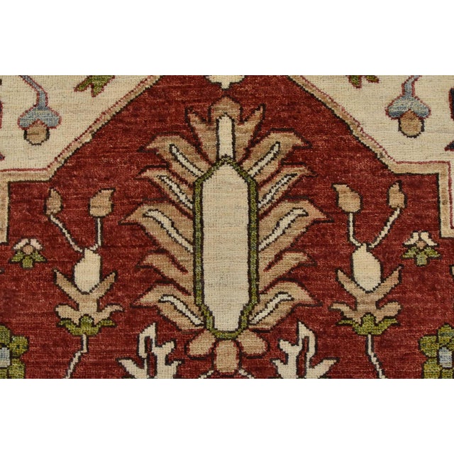 Red Ziegler Rug 10’1” X 13’11” Red Wool Tribal Hand-Knotted Oriental Carpet For Sale - Image 8 of 12