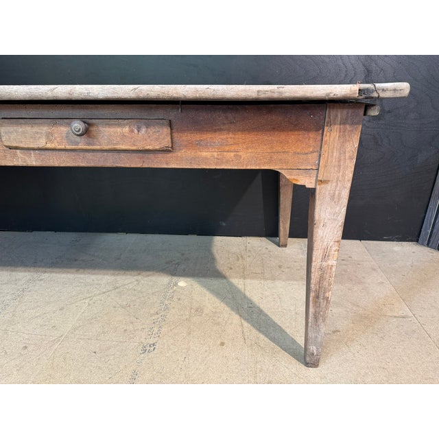 19th Century French Normandy Scrub Top Kitchen Dining Table, 1850 For Sale - Image 5 of 16