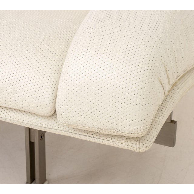 Saporiti Italia Saporiti Italia "Wave" Cream Leather Two-Seat Sofa For Sale - Image 4 of 7