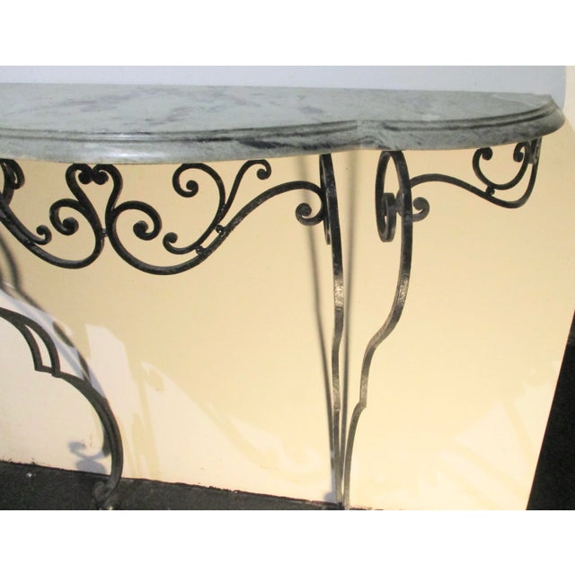 1930s French Wrought Iron and Marble Console Table For Sale - Image 9 of 12