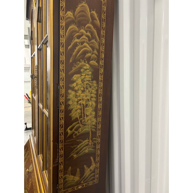Wood Chinoiserie Leather Top Secretary Desk by Jasper Furniture For Sale - Image 7 of 12