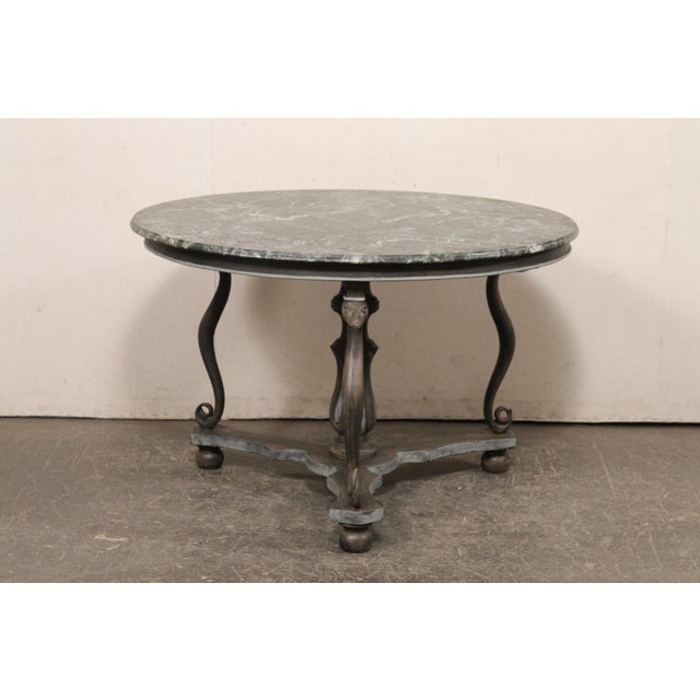 Mid 20th Century French Marble Top Serpent Motif Round Table For Sale - Image 9 of 13