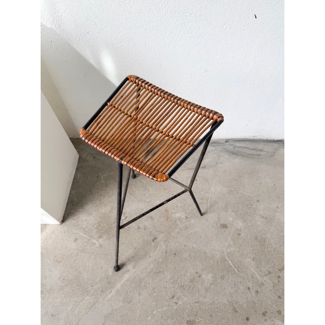 Vintage Wicker and Metal Stool by Dennis Lennon, 1950 For Sale - Image 13 of 18